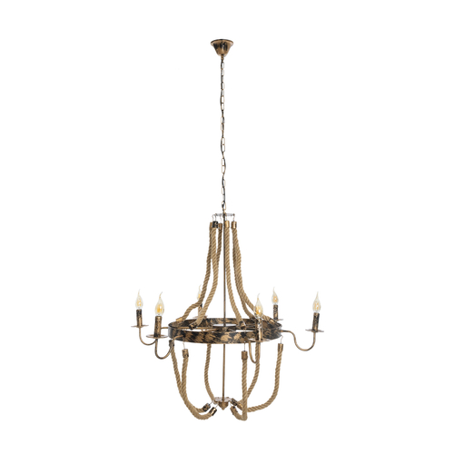 GLOBOSTAR® VICTORIAN 01404 Vintage Κρεμαστό Φωτιστικό Οροφής με Ντουί 6 x E14 AC 220-240V IP20 - Χάλκινο Εφέ Σκουριάς & Μπεζ - Μ85 x Π85 x Υ85cm