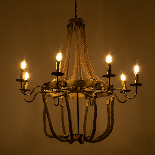 GLOBOSTAR® VICTORIAN 01405 Vintage Κρεμαστό Φωτιστικό Οροφής με Ντουί 8 x E14 AC 220-240V IP20 - Μπρούτζινο Εφέ Σκουριάς & Μπεζ - Μ87 x Π87 x Υ80cm