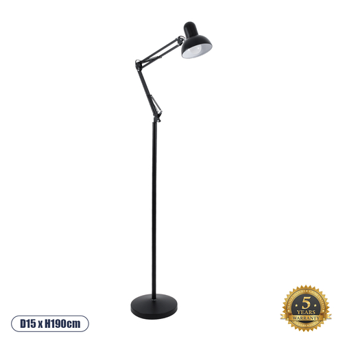 GLOBOSTAR® AUDREY 01468 Vintage Επιδαπέδιο Φωτιστικό με Ντουί 1 x E27 AC 220-240V IP20 - Μαύρο - Μ15 x Π15 x Υ190cm