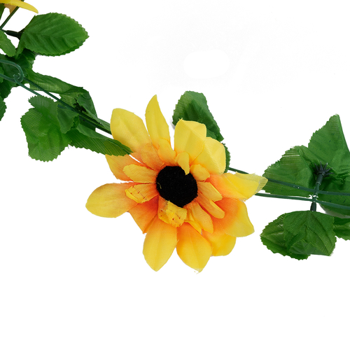 GloboStar® 09029 Τεχνητό Κρεμαστό Φυτό Διακοσμητική Γιρλάντα Μήκους 2.2 μέτρων με 10 X Μεγάλα Ηλιοτρόπια Κίτρινα