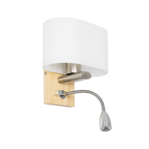 GLOBOSTAR® ELEGANT 01316 Μοντέρνο Φωτιστικό Τοίχου - Απλίκα Ξενοδοχείου Reading Light με Ντουί 1 x E27 LED 3W 360lm 36° AC 220-240V IP20 Θερμό Λευκό 2700K - Bridgelux COB Chip - Λευκό & Μπεζ - Μ15 x Π20 x Υ22.5cm - 2 Χρόνια Εγγύηση