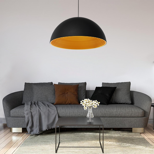 GLOBOSTAR® MEDEA 01344 Μοντέρνο Κρεμαστό Φωτιστικό Οροφής με Ντουί 1 x E27 AC 220-240V IP20 - Μαύρο & Χρυσό - Μ60 x Π60 x Υ30cm