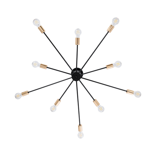 GLOBOSTAR® OLINDA 01244 Μοντέρνο Φωτιστικό Οροφής με Ντουί 10 x E27 AC 220-240V IP20 - Μαύρο & Χρυσό - Μ102 x Π102 x Υ17cm