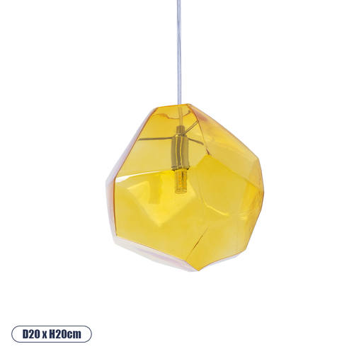 GLOBOSTAR® RINA 01308 Μοντέρνο Κρεμαστό Φωτιστικό Οροφής με Ντουί 1 x G9 AC 220-240V IP20 - Κίτρινο - Μ20 x Π20 x Υ20cm