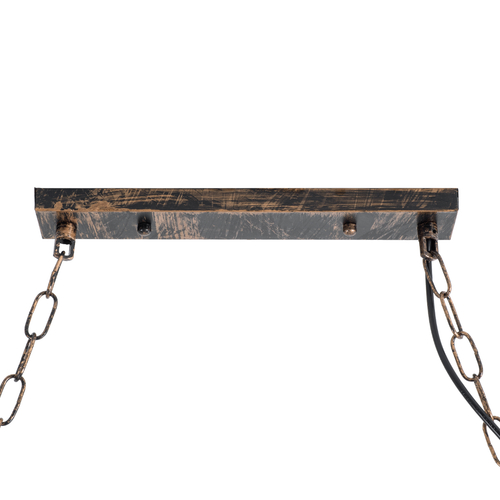 GLOBOSTAR® RAILROAD 01379 Vintage Κρεμαστό Φωτιστικό Οροφής με Ντουί 6 x E27 AC 220-240V IP20 - Μπεζ & Χάλκινο - Μ80 x Π4 x Y55cm