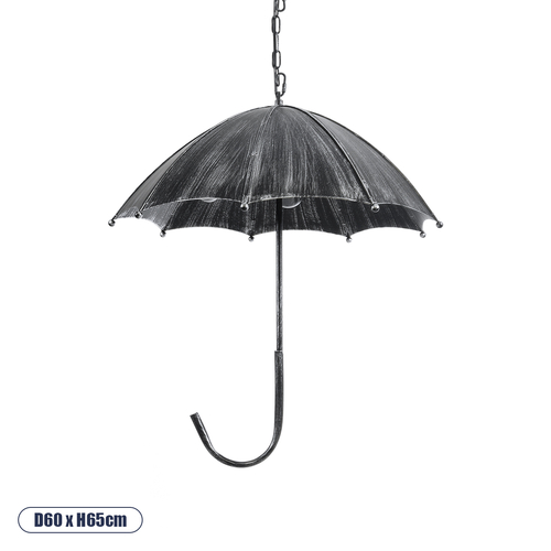 GLOBOSTAR® UMBRELLA 01407 Vintage Κρεμαστό Φωτιστικό Οροφής με Ντουί 5 x E27 AC 220-240V IP20 - Ασημί - Μ60 x Π60 x Y65cm