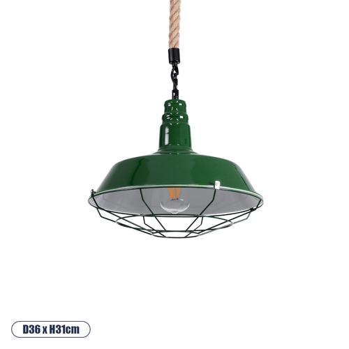 GLOBOSTAR® CRANE 01408 Vintage Κρεμαστό Φωτιστικό Οροφής με Ντουί 1 x E27 AC 220-240V IP20 - Πράσινο & Μπεζ - Μ36 x Π36 x Y31cm