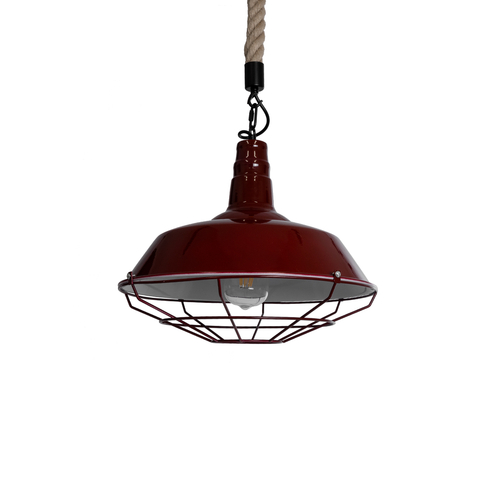 GLOBOSTAR® CRANE 01410 Vintage Κρεμαστό Φωτιστικό Οροφής με Ντουί 1 x E27 AC 220-240V IP20 - Κόκκινο & Μπεζ - Μ36 x Π36 x Υ31cm