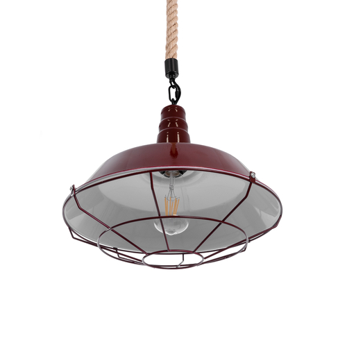 GLOBOSTAR® CRANE 01410 Vintage Κρεμαστό Φωτιστικό Οροφής με Ντουί 1 x E27 AC 220-240V IP20 - Κόκκινο & Μπεζ - Μ36 x Π36 x Υ31cm