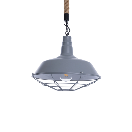 GLOBOSTAR® CRANE 01411 Vintage Κρεμαστό Φωτιστικό Οροφής με Ντουί 1 x E27 AC 220-240V IP20 - Γκρι & Μπεζ - Μ36 x Π36 x Y31cm