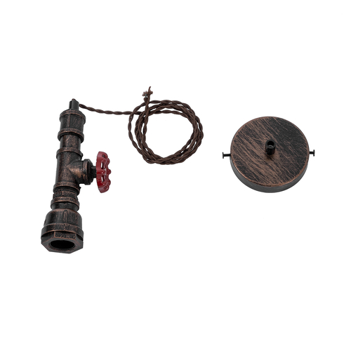 GLOBOSTAR® SPIGOT 01414 Vintage Κρεμαστό Φωτιστικό Οροφής με Ντουί 1 x E27 AC 220-240V IP20 - Καφέ & Κόκκινο - Μ5 x Π5 x Y20cm