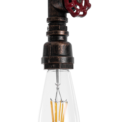 GLOBOSTAR® SPIGOT 01414 Vintage Κρεμαστό Φωτιστικό Οροφής με Ντουί 1 x E27 AC 220-240V IP20 - Καφέ & Κόκκινο - Μ5 x Π5 x Y20cm