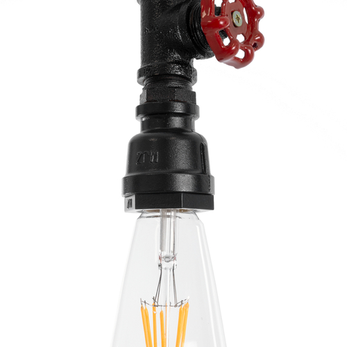 GLOBOSTAR® SPIGOT 01415 Vintage Κρεμαστό Φωτιστικό Οροφής με Ντουί 1 x E27 AC 220-240V IP20 - Μαύρο & Κόκκινο - Μ5 x Π5 x Y20cm