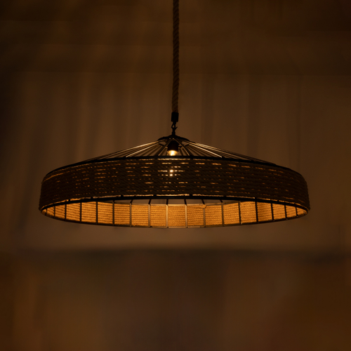 GLOBOSTAR® SAHARA 01416 Boho Κρεμαστό Φωτιστικό Οροφής με Ντουί 1 x E27 AC 220-240V IP20 - Μπεζ & Μαύρο - Μ80 x Π80 x Y25cm