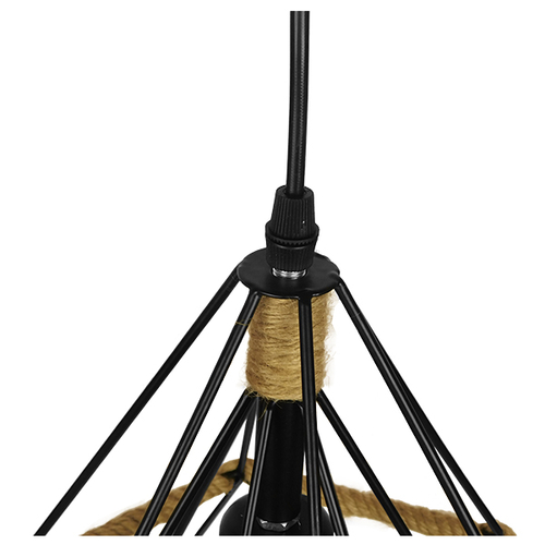 GLOBOSTAR® FLUTED 01421 Vintage Κρεμαστό Φωτιστικό Οροφής με Ντουί 1 x E27 AC 220-240V IP20 - Μαύρο & Μπεζ - Μ25 x Π25 x Y24cm