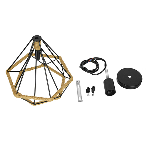 GLOBOSTAR® FLUTED 01421 Vintage Κρεμαστό Φωτιστικό Οροφής με Ντουί 1 x E27 AC 220-240V IP20 - Μαύρο & Μπεζ - Μ25 x Π25 x Y24cm