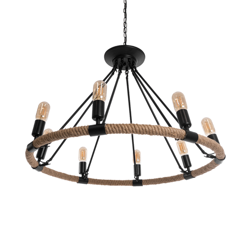 GLOBOSTAR® MILLBANK 01423 Vintage Κρεμαστό Φωτιστικό Οροφής με Ντουί 8 x E27 AC 220-240V IP20 - Μαύρο & Μπεζ - Μ80 x Π80 x Y54cm