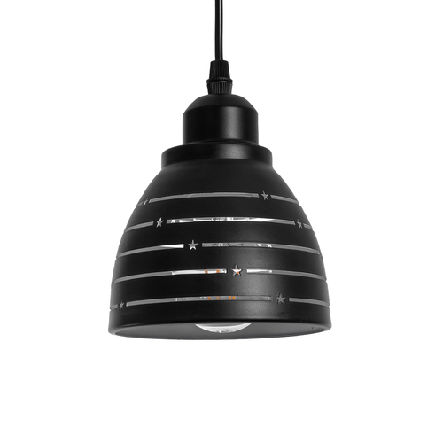 GLOBOSTAR® COOLIE 01483 Μοντέρνο Κρεμαστό Φωτιστικό Οροφής με Ντουί 1 x E27 AC 220-240V IP20 - Μαύρο & Ασημί - Μ12.5 x Π12.5 x Υ11.5cm