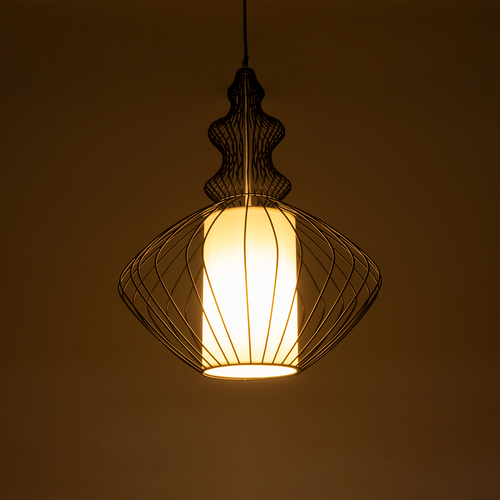 GLOBOSTAR® LILY 01558 Vintage Κρεμαστό Φωτιστικό Οροφής με Ντουί 1 x E27 AC 220-240V IP20 - Μαύρο & Λευκό - Μ43 x Π43 x Υ55cm