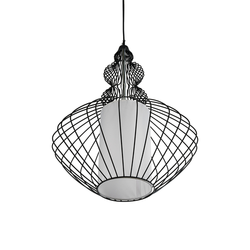 GLOBOSTAR® LILY 01558 Vintage Κρεμαστό Φωτιστικό Οροφής με Ντουί 1 x E27 AC 220-240V IP20 - Μαύρο & Λευκό - Μ43 x Π43 x Υ55cm