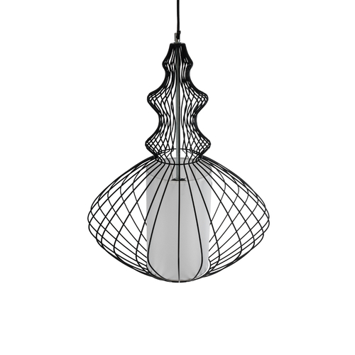 GLOBOSTAR® LILY 01558 Vintage Κρεμαστό Φωτιστικό Οροφής με Ντουί 1 x E27 AC 220-240V IP20 - Μαύρο & Λευκό - Μ43 x Π43 x Υ55cm