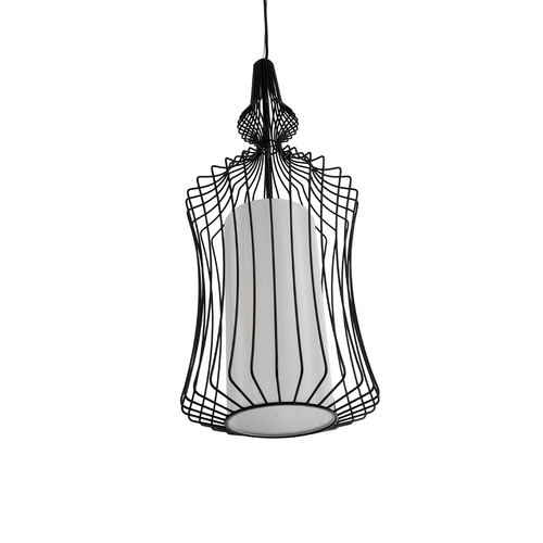 GLOBOSTAR® LILY 01559 Vintage Κρεμαστό Φωτιστικό Οροφής με Ντουί 1 x E27 AC 220-240V IP20 - Μαύρο & Λευκό - Μ25 x Π25 x Υ61cm