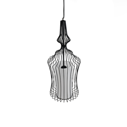 GLOBOSTAR® LILY 01559 Vintage Κρεμαστό Φωτιστικό Οροφής με Ντουί 1 x E27 AC 220-240V IP20 - Μαύρο & Λευκό - Μ25 x Π25 x Υ61cm