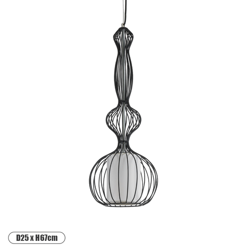 GLOBOSTAR® LILY 01560 Vintage Κρεμαστό Φωτιστικό Οροφής με Ντουί 1 x E27 AC 220-240V IP20 - Μαύρο & Λευκό - Μ25 x Π25 x Υ67cm