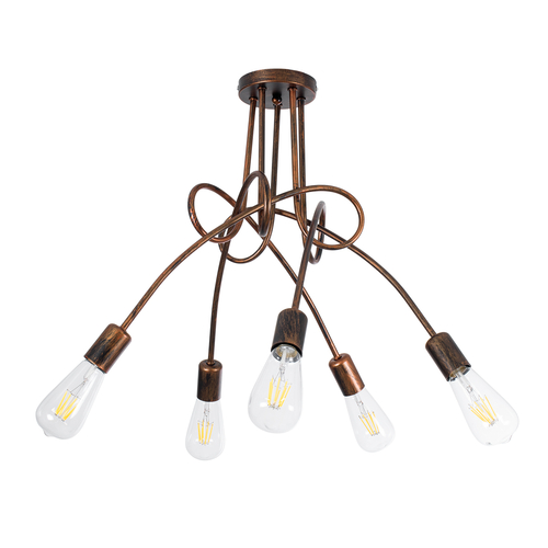 GLOBOSTAR® PAULELI 01564 Μοντέρνο Φωτιστικό Οροφής με Ντουί 5 x E27 AC 220-240V IP20 - Χάλκινο - Μ80 x Π80 x Υ40cm