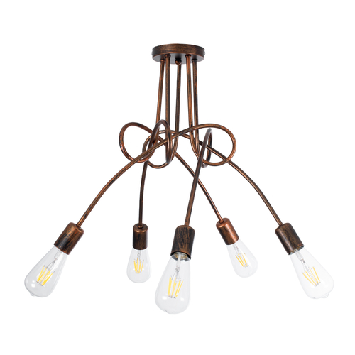 GLOBOSTAR® PAULELI 01564 Μοντέρνο Φωτιστικό Οροφής με Ντουί 5 x E27 AC 220-240V IP20 - Χάλκινο - Μ80 x Π80 x Υ40cm