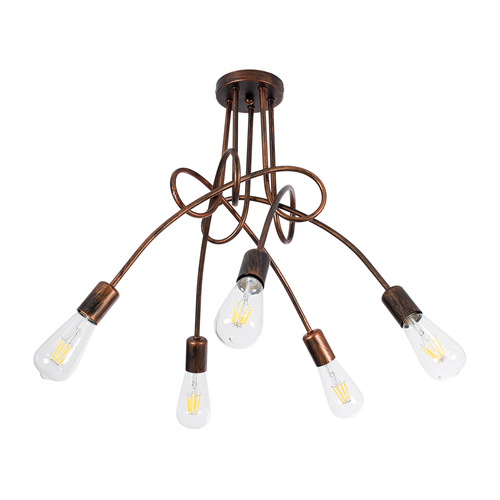 GLOBOSTAR® PAULELI 01564 Μοντέρνο Φωτιστικό Οροφής με Ντουί 5 x E27 AC 220-240V IP20 - Χάλκινο - Μ80 x Π80 x Υ40cm