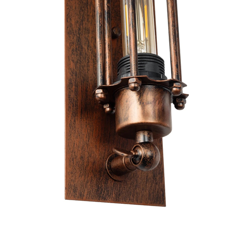 GLOBOSTAR® BESPOKE 01565 Vintage Φωτιστικό Τοίχου - Απλίκα με Ντουί 2 x E27 AC 220-240V IP20 - Χάλκινο Εφέ Σκουριάς - Μ10 x Π11 x Υ47cm