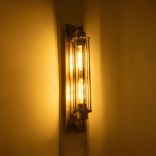 GLOBOSTAR® BESPOKE 01568 Vintage Φωτιστικό Τοίχου - Απλίκα με Ντουί 2 x E27 AC 220-240V IP20 - Χρυσό Εφέ Σκουριάς - Μ10 x Π11 x Υ47cm