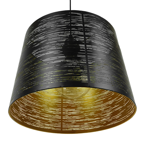 GLOBOSTAR® ACCADEMIA 01584 Μοντέρνο Κρεμαστό Φωτιστικό Οροφής με Ντουί 1 x E27 AC 220-240V IP20 - Μαύρο & Χρυσό - Μ35 x Π35 x Y25cm