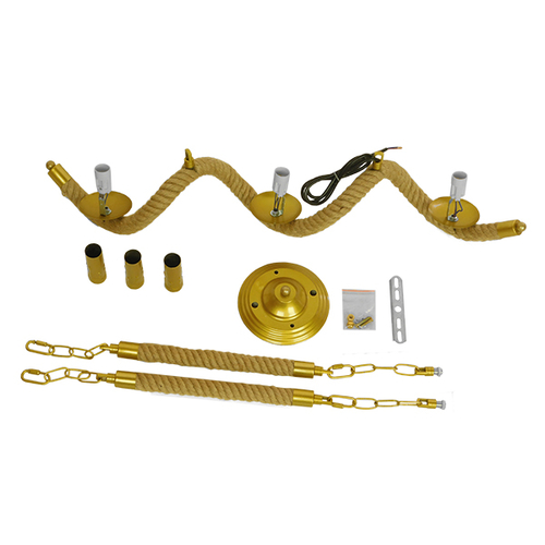 GLOBOSTAR® LUXOR 01598 Vintage Κρεμαστό Φωτιστικό Οροφής με Ντουί 3 x E14 AC 220-240V IP20 - Χρυσό & Μπεζ - Μ75 x Π13 x Y18cm