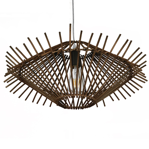 GLOBOSTAR® SASSO 01602 Boho Κρεμαστό Φωτιστικό Οροφής με Ντουί 1 x E27 AC 220-240V IP20 - Καφέ - Μ50 x Π50 x Y23cm