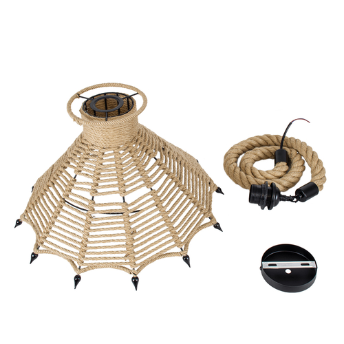 GLOBOSTAR® OZERO 01603 Boho Κρεμαστό Φωτιστικό Οροφής με Ντουί 1 x E27 AC 220-240V IP20 - Μπεζ & Μαύρο - Μ41 x Π41 x Y28cm