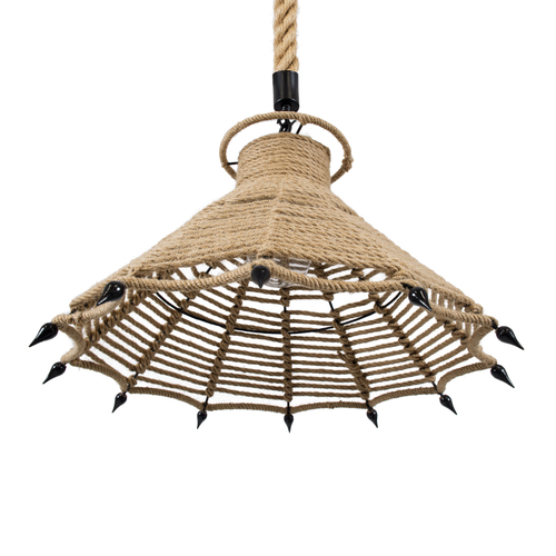 GLOBOSTAR® OZERO 01603 Boho Κρεμαστό Φωτιστικό Οροφής με Ντουί 1 x E27 AC 220-240V IP20 - Μπεζ & Μαύρο - Μ41 x Π41 x Y28cm