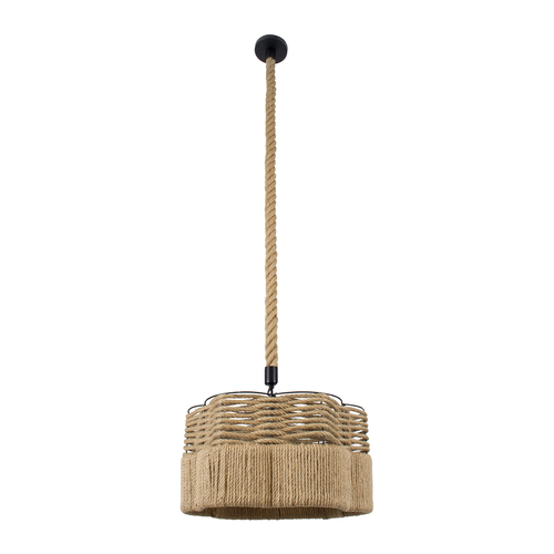 GLOBOSTAR® TONDO 01604 Boho Κρεμαστό Φωτιστικό Οροφής με Ντουί 1 x E27 AC 220-240V IP20 - Μπεζ & Μαύρο - Μ38 x Π38 x Y21cm