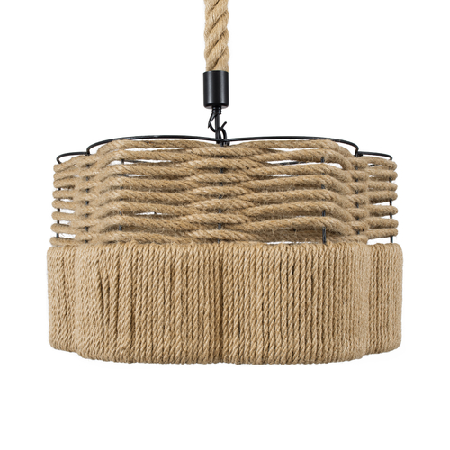 GLOBOSTAR® TONDO 01604 Boho Κρεμαστό Φωτιστικό Οροφής με Ντουί 1 x E27 AC 220-240V IP20 - Μπεζ & Μαύρο - Μ38 x Π38 x Y21cm