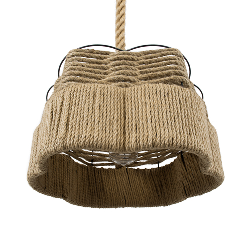 GLOBOSTAR® TONDO 01604 Boho Κρεμαστό Φωτιστικό Οροφής με Ντουί 1 x E27 AC 220-240V IP20 - Μπεζ & Μαύρο - Μ38 x Π38 x Y21cm