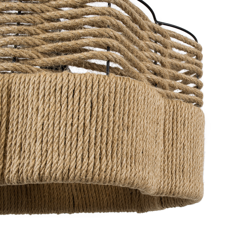 GLOBOSTAR® TONDO 01604 Boho Κρεμαστό Φωτιστικό Οροφής με Ντουί 1 x E27 AC 220-240V IP20 - Μπεζ & Μαύρο - Μ38 x Π38 x Y21cm