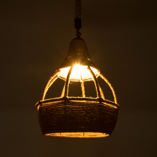 GLOBOSTAR® KUBRIC 01605 Boho Κρεμαστό Φωτιστικό Οροφής με Ντουί 1 x E27 AC 220-240V IP20 - Μπεζ - Μ30 x Π30 x Y40cm