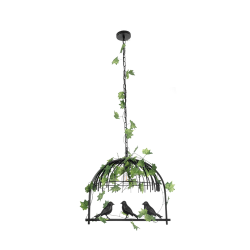 GLOBOSTAR® NEST 01640 Vintage Κρεμαστό Φωτιστικό Οροφής με Ντουί 1 x E27 AC 220-240V IP20 - Μαύρο & Πράσινο - Μ48 x Π38 x Υ40cm