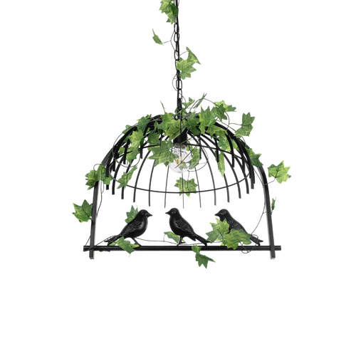 GLOBOSTAR® NEST 01640 Vintage Κρεμαστό Φωτιστικό Οροφής με Ντουί 1 x E27 AC 220-240V IP20 - Μαύρο & Πράσινο - Μ48 x Π38 x Υ40cm