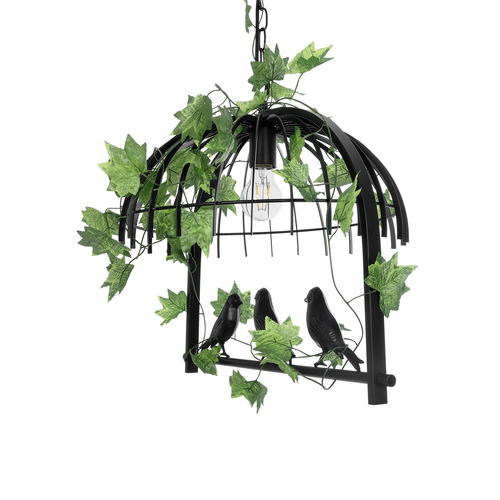 GLOBOSTAR® NEST 01640 Vintage Κρεμαστό Φωτιστικό Οροφής με Ντουί 1 x E27 AC 220-240V IP20 - Μαύρο & Πράσινο - Μ48 x Π38 x Υ40cm