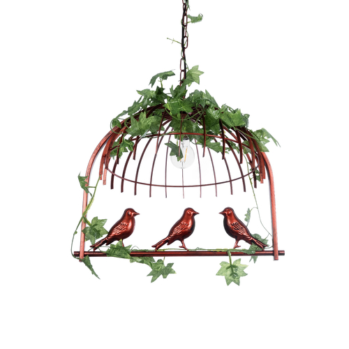 GLOBOSTAR® NEST 01642 Vintage Κρεμαστό Φωτιστικό Οροφής με Ντουί 1 x E27 AC 220-240V IP20 - Χάλκινο & Πράσινο - Μ48 x Π38 x Y40cm