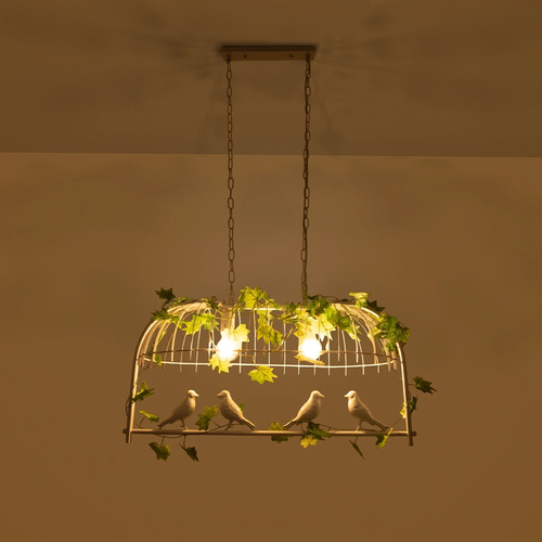 GLOBOSTAR® NEST 01644 Vintage Κρεμαστό Φωτιστικό Οροφής με Ντουί 2 x E27 AC 220-240V IP20 - Λευκό & Πράσινο - Μ73.6 x Π37.5 x Y38cm