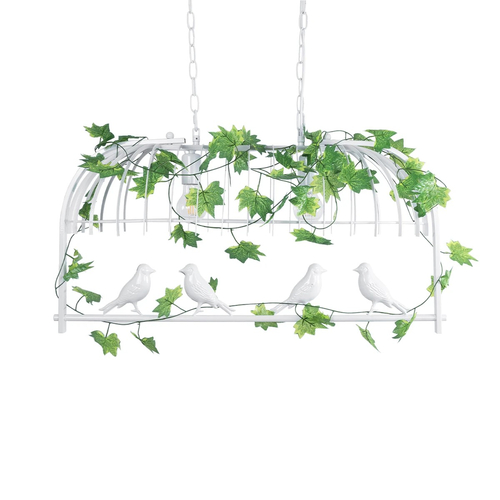 GLOBOSTAR® NEST 01644 Vintage Κρεμαστό Φωτιστικό Οροφής με Ντουί 2 x E27 AC 220-240V IP20 - Λευκό & Πράσινο - Μ73.6 x Π37.5 x Y38cm