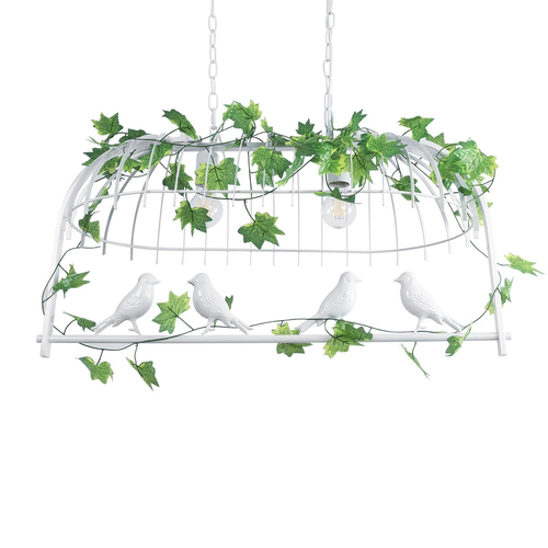 GLOBOSTAR® NEST 01644 Vintage Κρεμαστό Φωτιστικό Οροφής με Ντουί 2 x E27 AC 220-240V IP20 - Λευκό & Πράσινο - Μ73.6 x Π37.5 x Y38cm